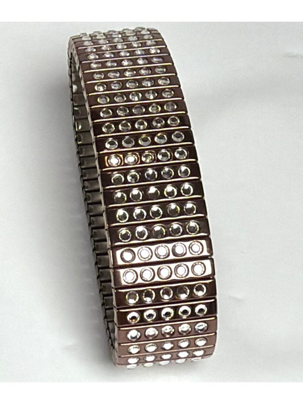 VTG Swarovski Crystal Signed 5 Row Rhinestone Copper Expansion Bracelet Gift Bag - Picture 12 of 16